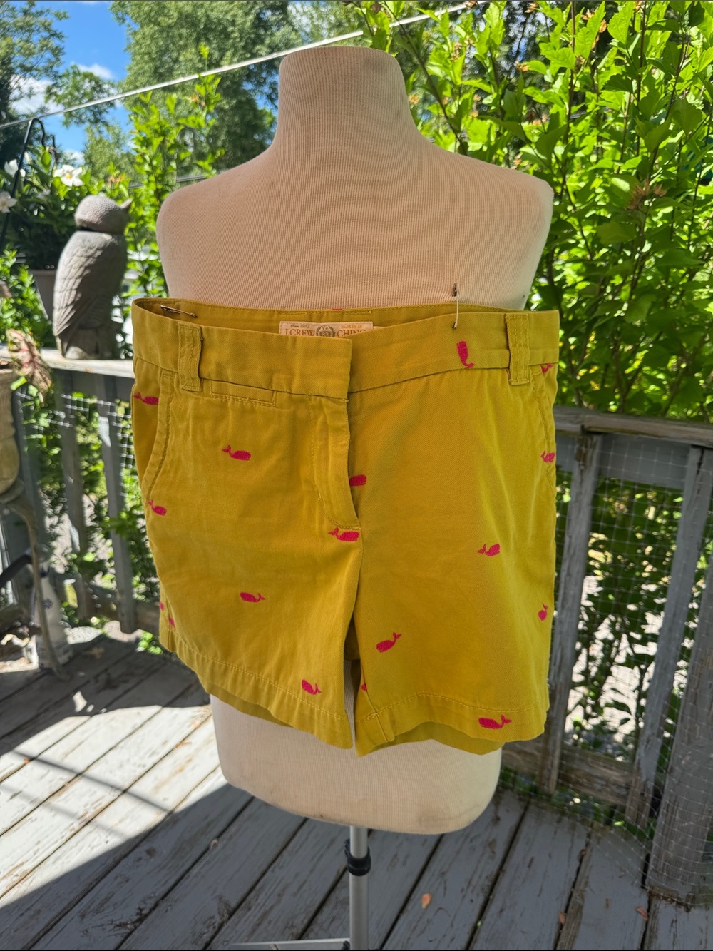 J. Crew Chino cotton new without tag Shorts with Pink Whale Embroidery